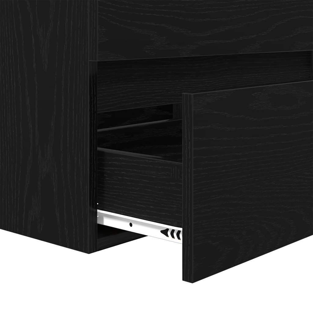 Juego de muebles de baño con cajón con espejo 2 pcs Roble Negro