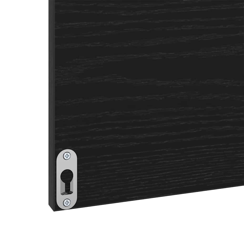 Juego de muebles de baño con cajón con espejo 2 pcs Roble Negro