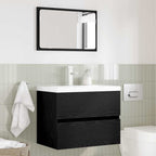 Juego de muebles de baño con cajón con espejo 2 pcs Roble Negro