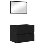 Juego de muebles de baño con cajón con espejo 2 pcs Roble Negro