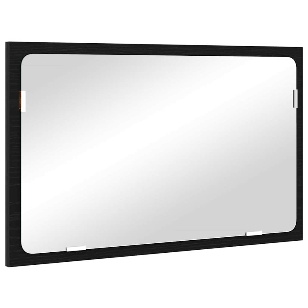 Juego de muebles de baño con cajón con espejo 2 pcs Roble Negro
