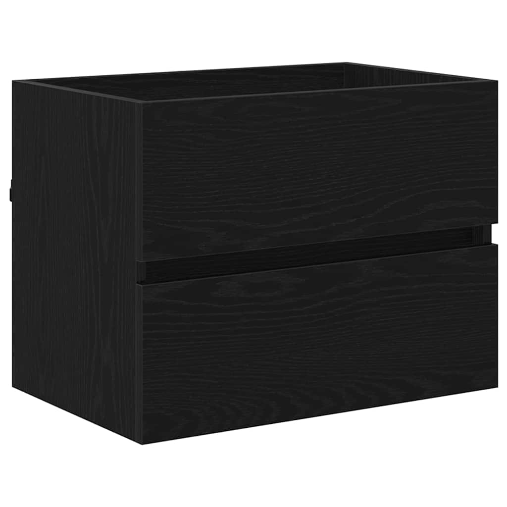 Juego de muebles de baño con cajón con espejo 2 pcs Roble Negro