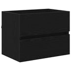 Juego de muebles de baño con cajón con espejo 2 pcs Roble Negro