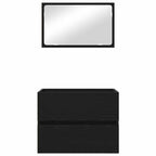 Juego de muebles de baño con cajón con espejo 2 pcs Roble Negro