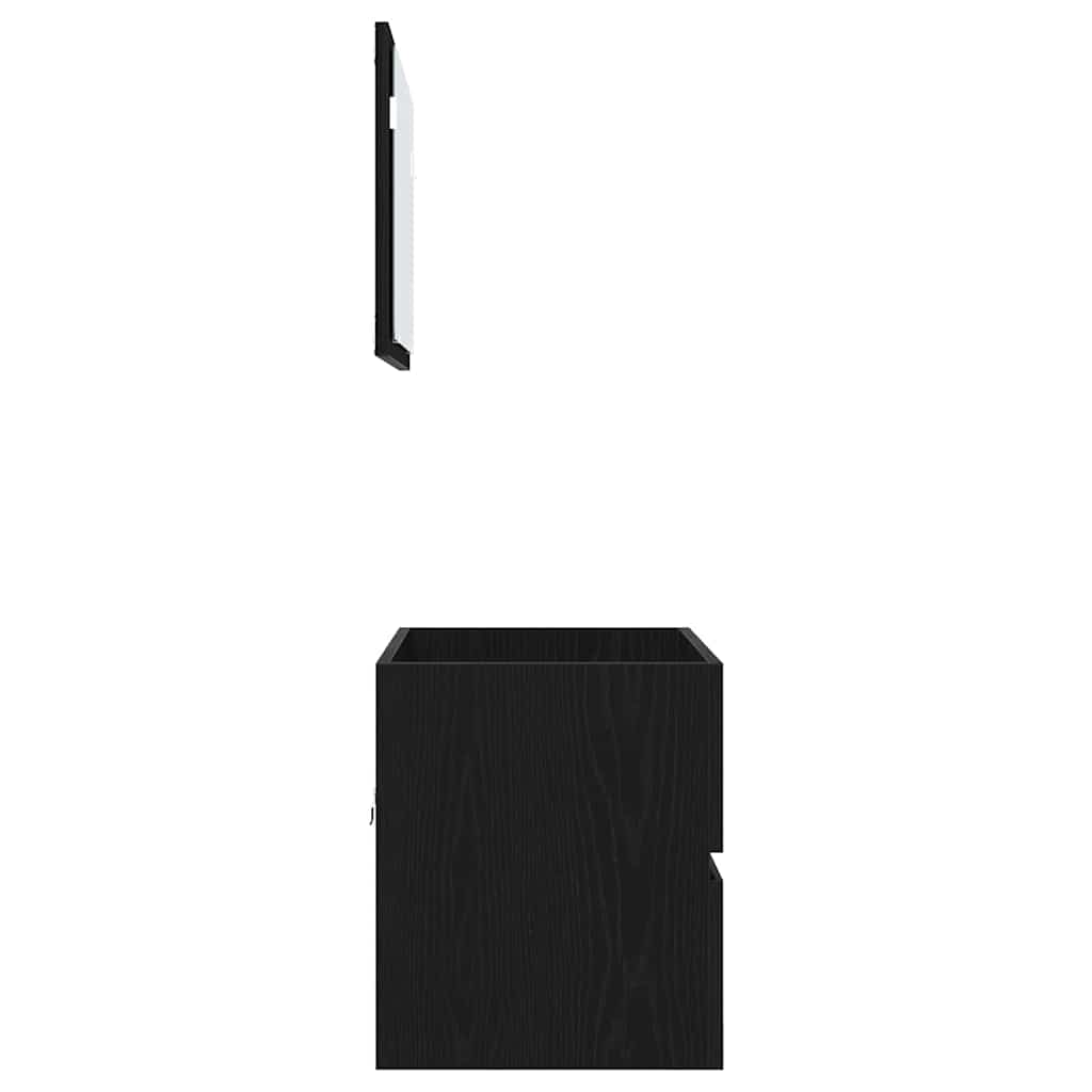 Juego de muebles de baño con cajón con espejo 2 pcs Roble Negro