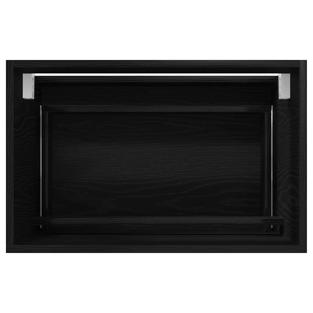 Juego de muebles de baño con cajón con espejo 2 pcs Roble Negro