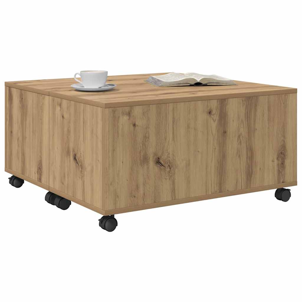 Mesa de Café con cajón Roble artesanal 75 x 75 x 38 cm