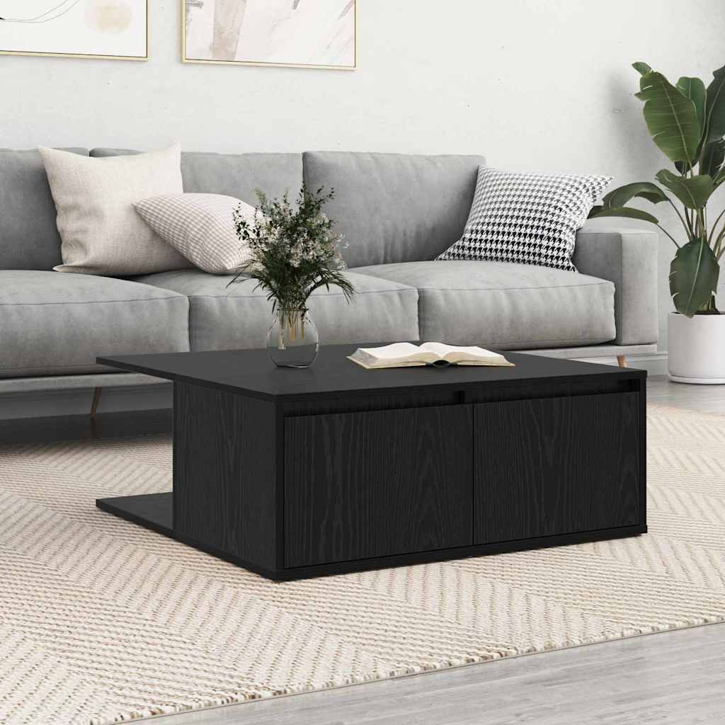 Coffee table with drawer, antique wood 80 x 80 x 31 cm