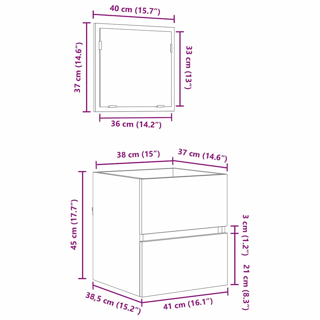 Mueble de Cuarto de Baño Madera envejecida 41 x 38,5 x 45 cm