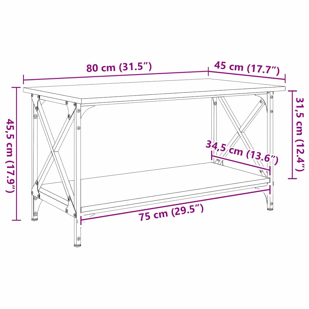 Mesa de Café Madera vieja 80 x 45 x 45.5 cm