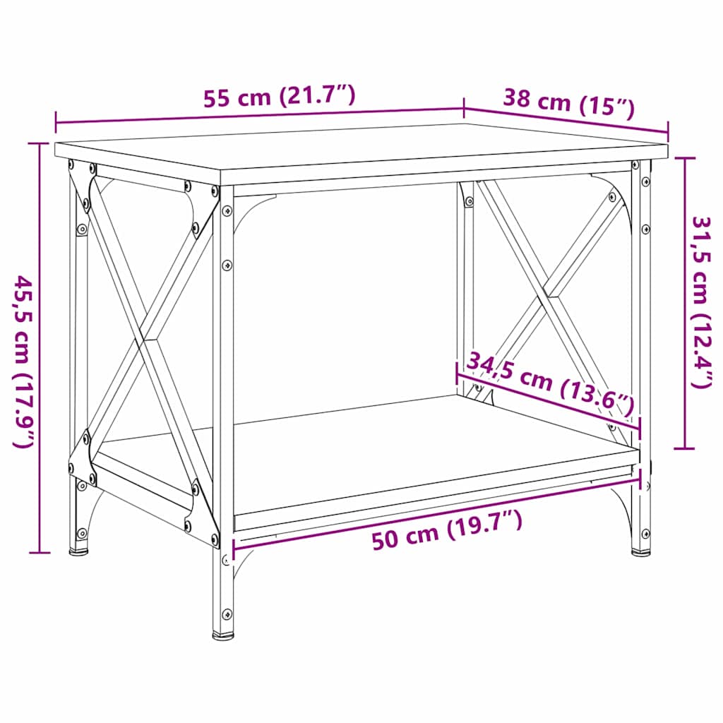 Mesa lateral Roble Negro 55 x 38 x 45 cm Madera de ingeniería