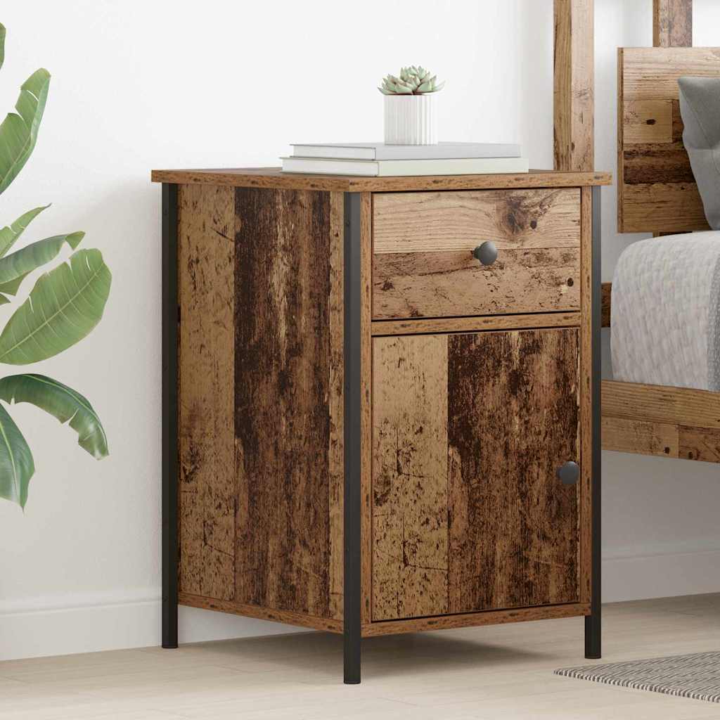 Armario de Noche con cajón 2 pcs Madera vieja 40 x 42 x 60 cm