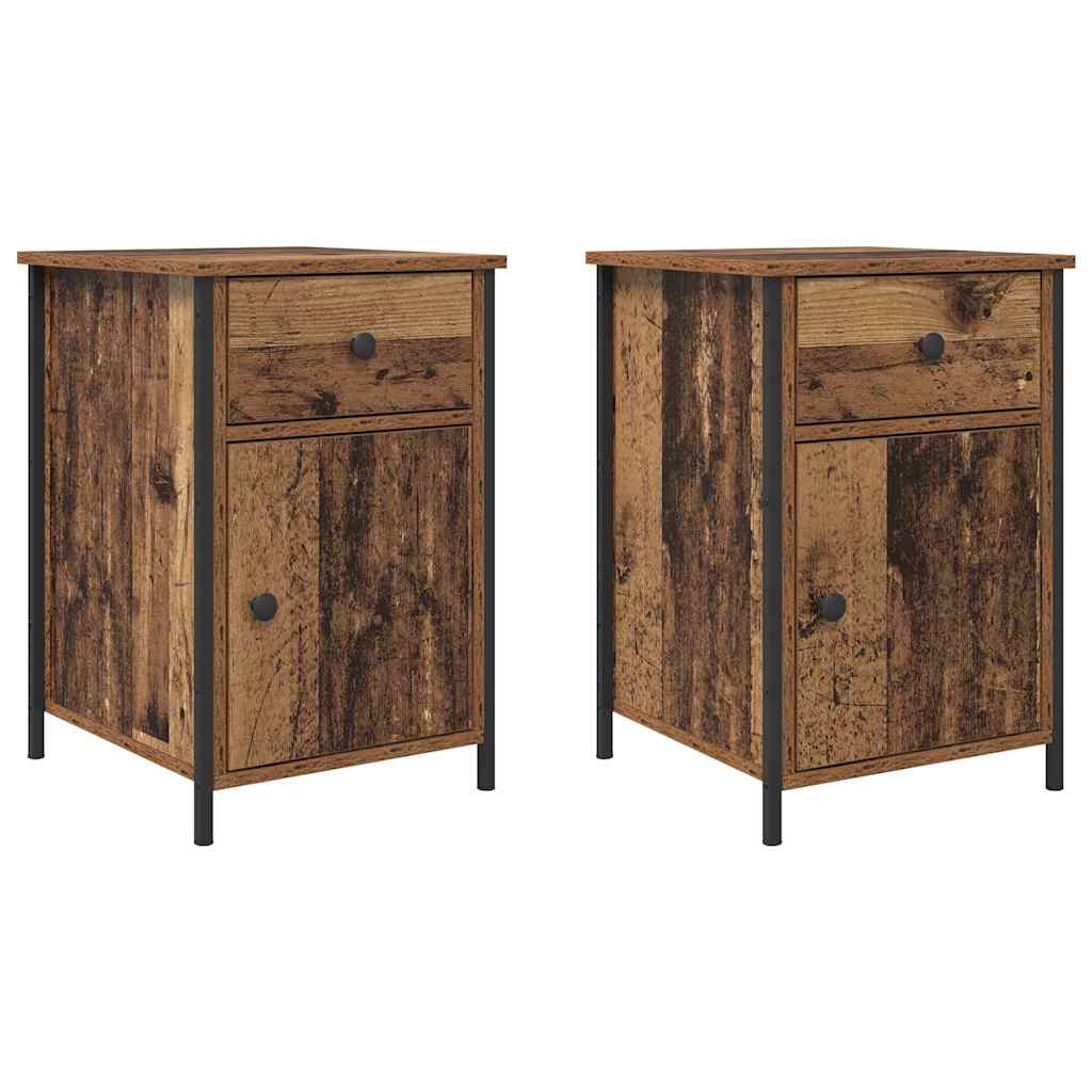 Armario de Noche con cajón 2 pcs Madera vieja 40 x 42 x 60 cm