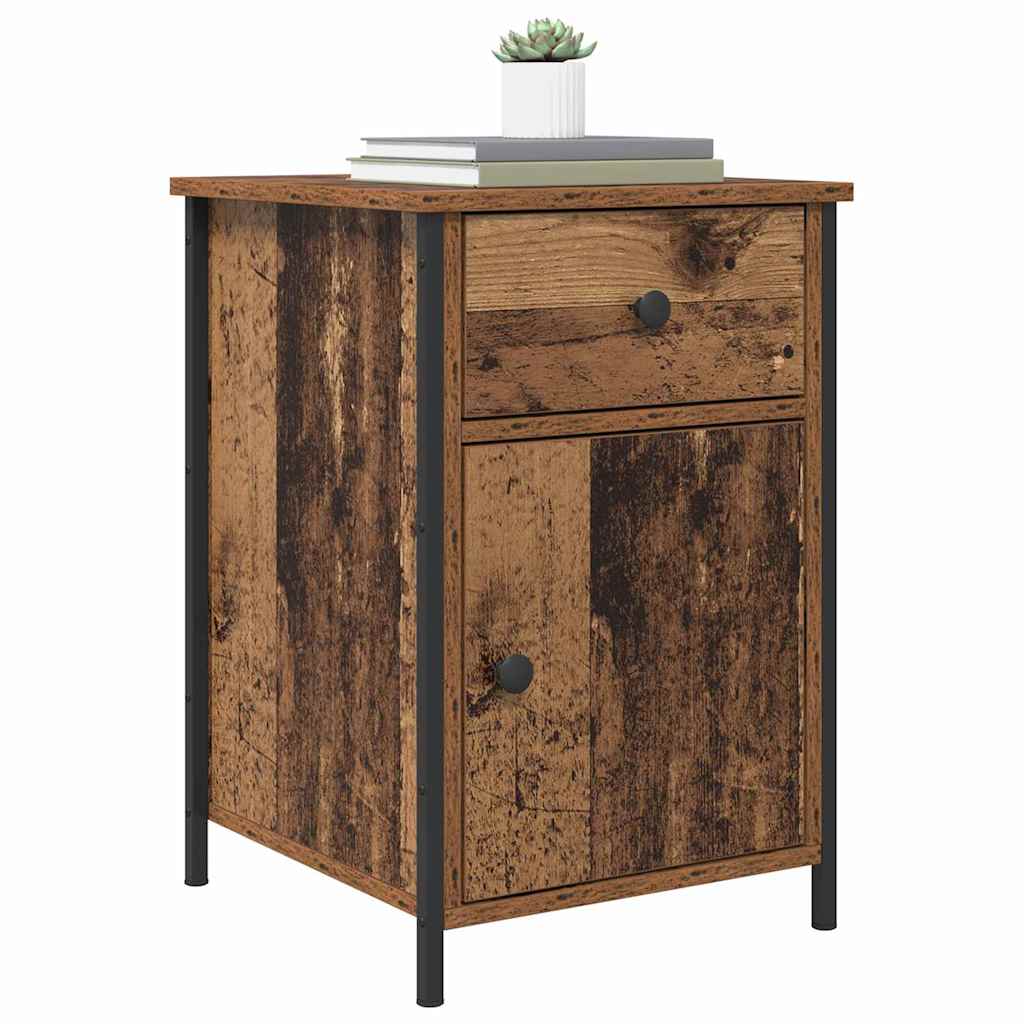 Armario de Noche con cajón 2 pcs Madera vieja 40 x 42 x 60 cm