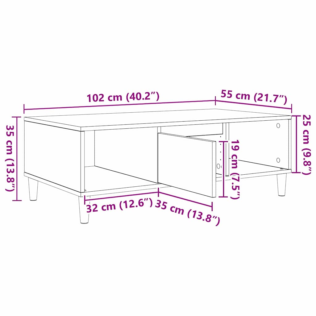 Mesa de Café 102 x 55 x 35 cm Madera de ingeniería