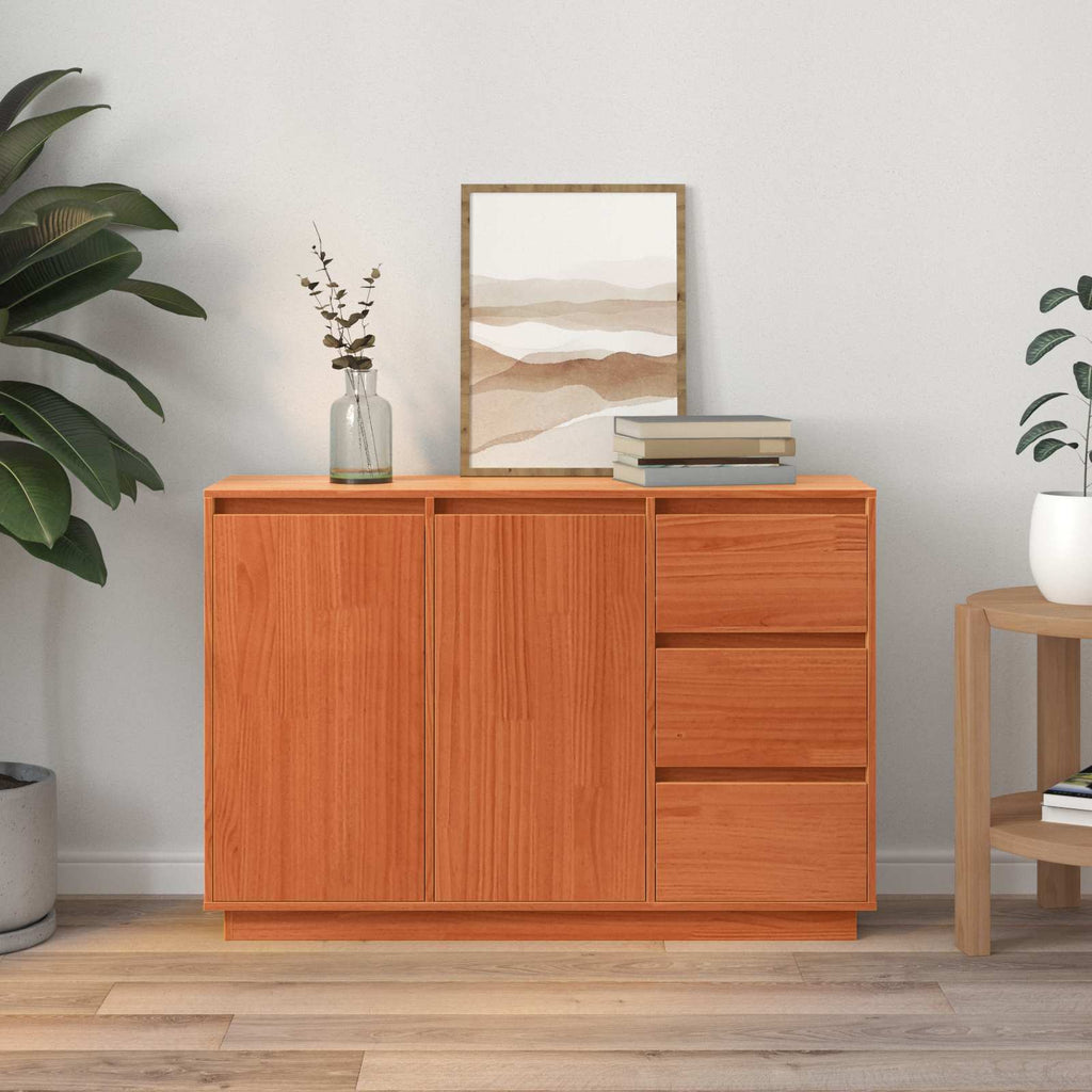 Aparador Roble Marrón 111 x 34 x 75 cm Madera de pino macizo