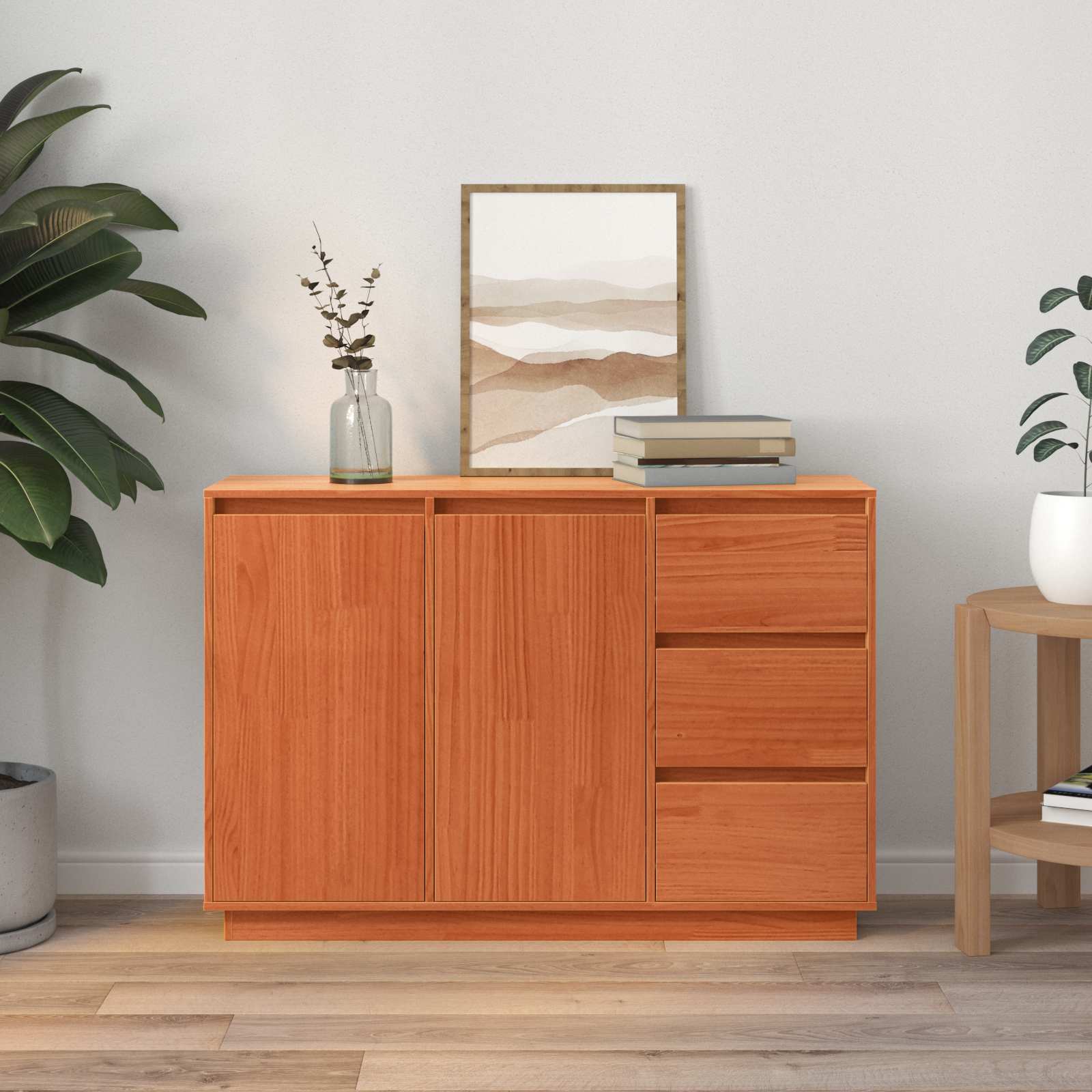 Aparador Roble Marrón 111 x 34 x 75 cm Madera de pino macizo