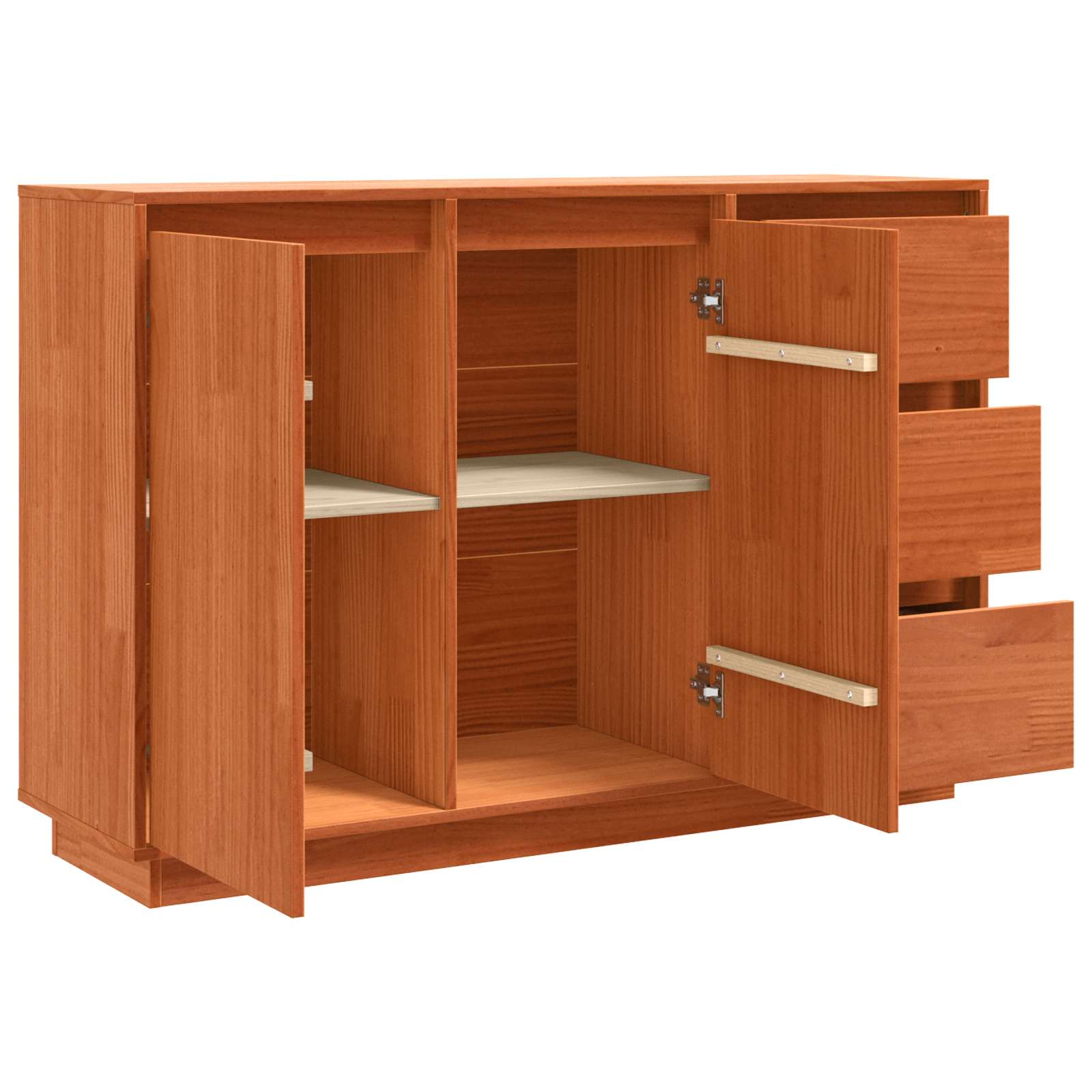 Aparador Roble Marrón 111 x 34 x 75 cm Madera de pino macizo