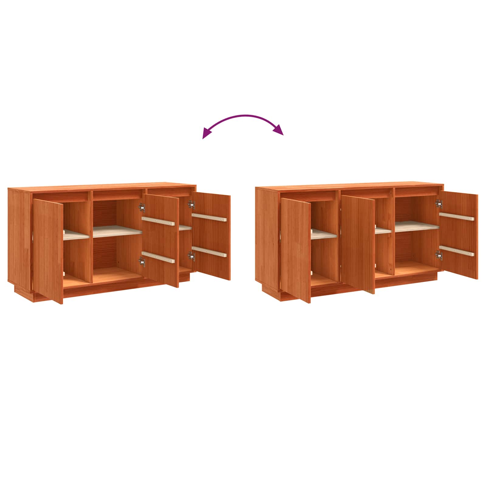 Aparador Roble Marrón 111 x 34 x 60 cm Madera de pino macizo