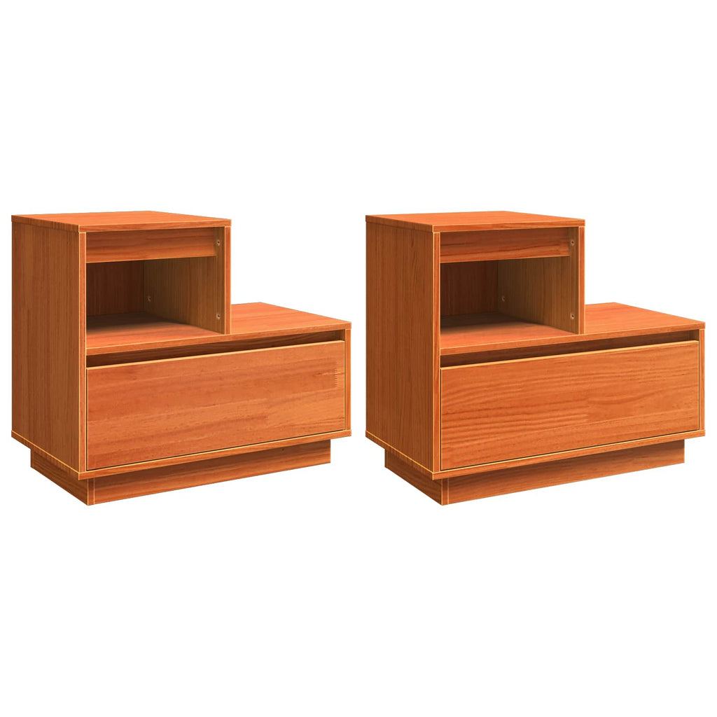 Armario de Noche con cajón 2 pcs Marrón cera 60 x 34 x 51 cm