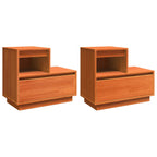 Armario de Noche con cajón 2 pcs Marrón cera 60 x 34 x 51 cm