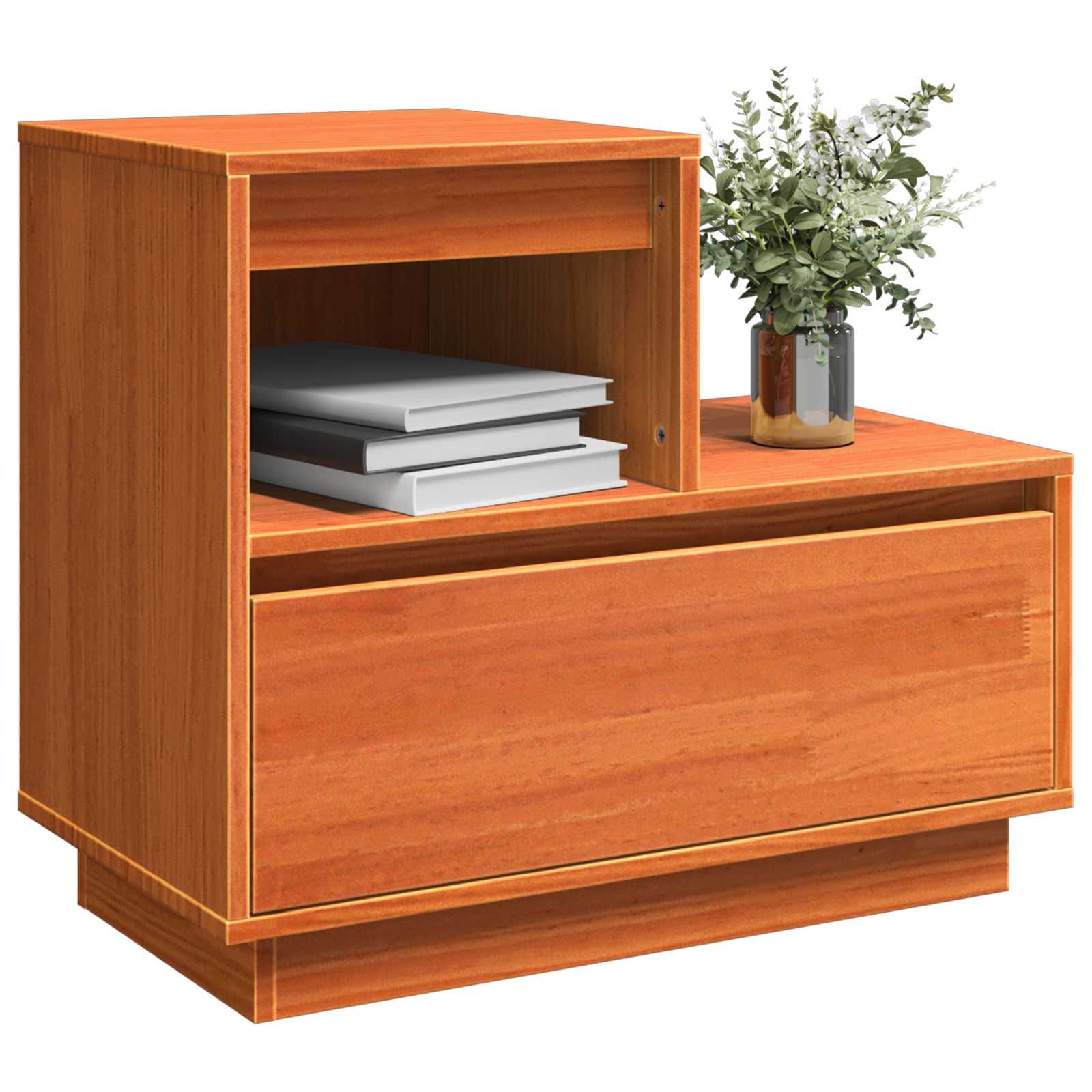 Armario de Noche con cajón 2 pcs Marrón cera 60 x 34 x 51 cm
