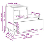 Armario de Noche con cajón 2 pcs Marrón cera 60 x 34 x 51 cm