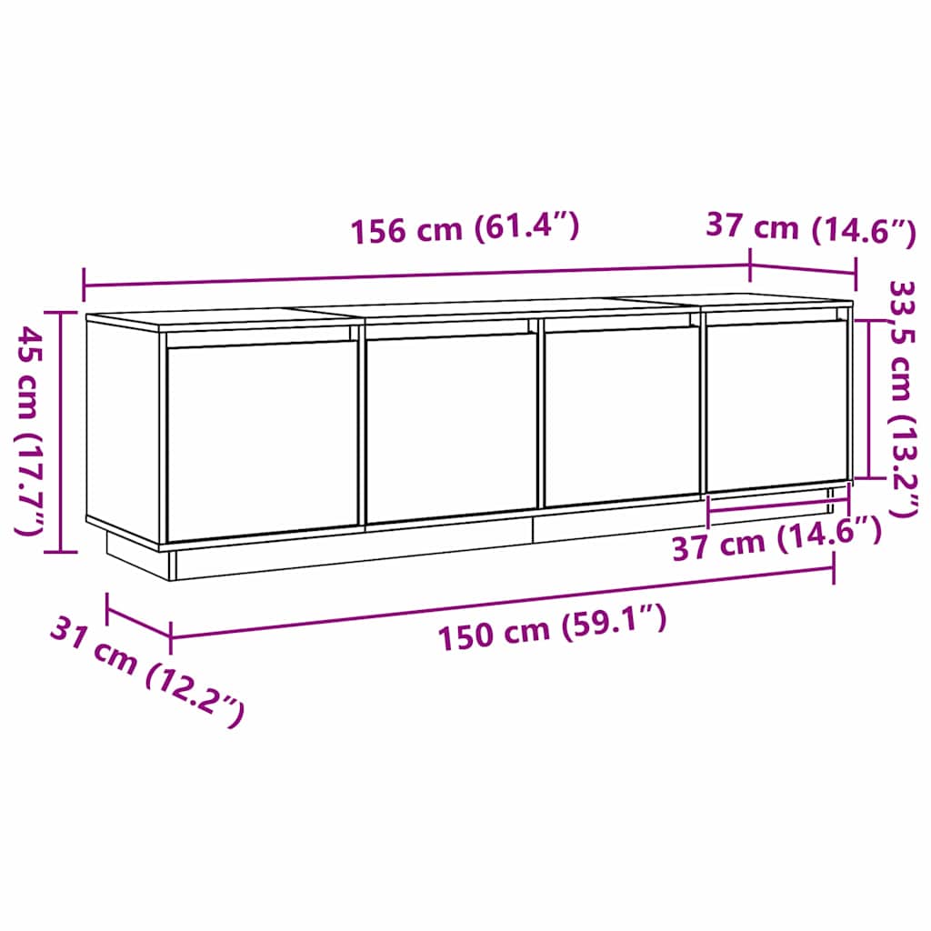 Mueble de TV Marrón 156 x 37 x 45 cm Madera de ingeniería