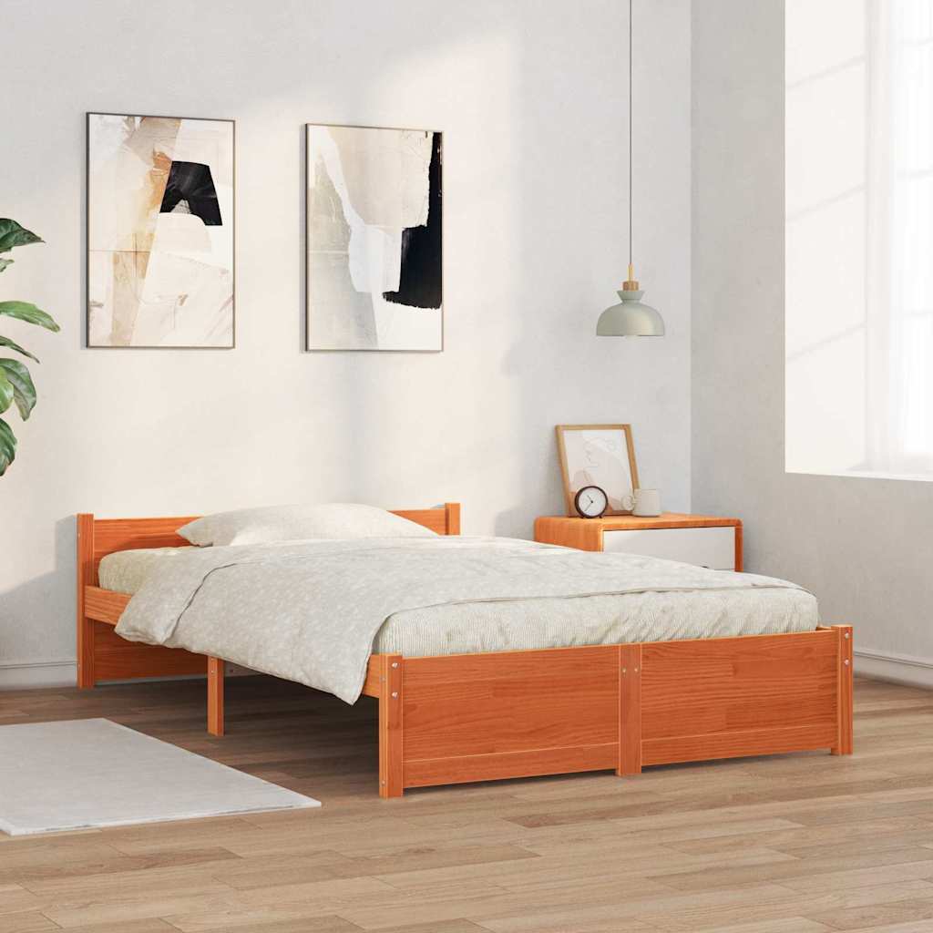 Estructura de cama Marrón cera 195,5 x 125,5 x 51 cm