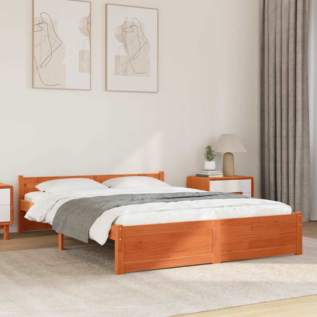 Estructura de cama Marrón cera 195,5 x 125,5 x 51 cm