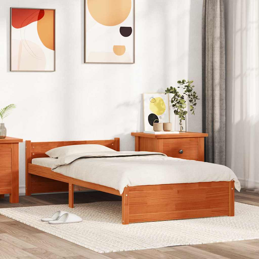Estructura de cama Marrón cera 195,5 x 125,5 x 51 cm