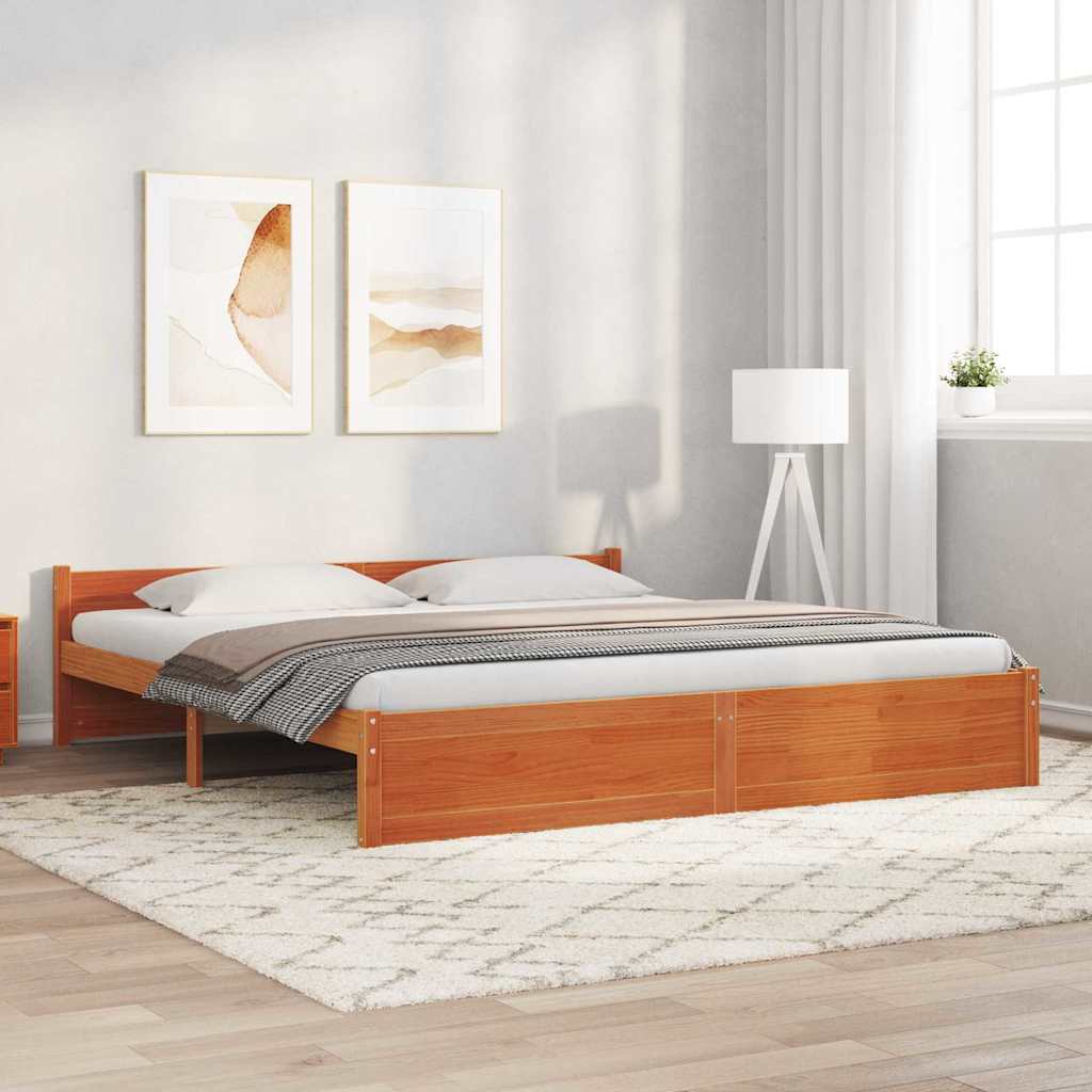 Estructura de cama Marrón cera 195,5 x 125,5 x 51 cm