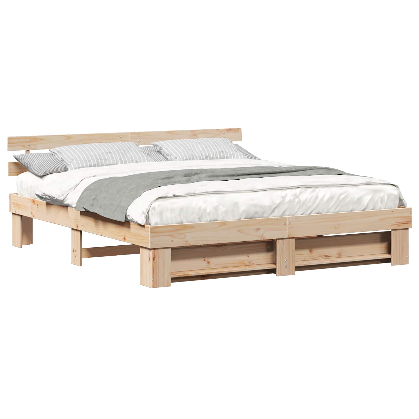 Estructura de cama Marrón 200 x 200 cm Madera de pino macizo
