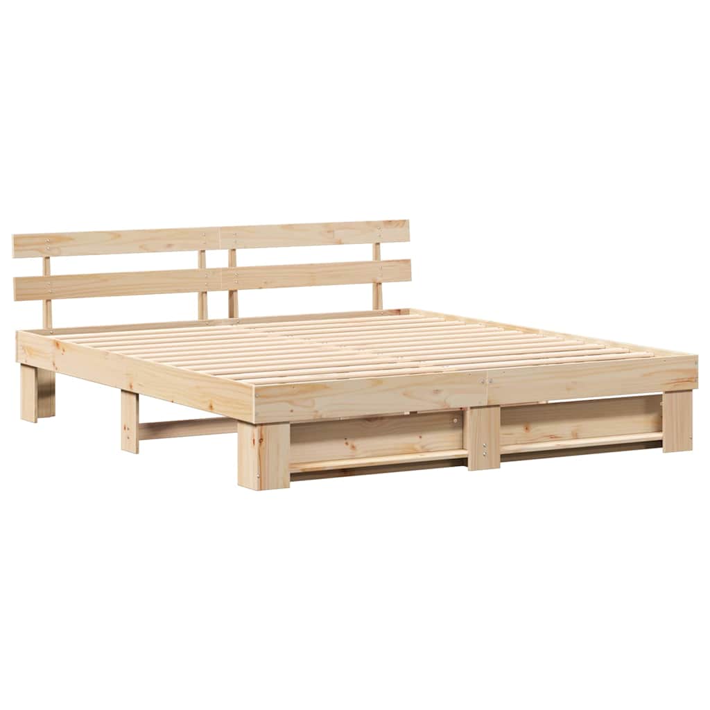 Estructura de cama Marrón 200 x 200 cm Madera de pino macizo