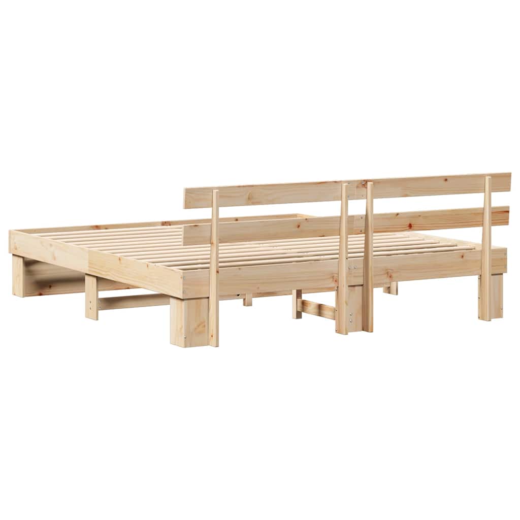 Estructura de cama Marrón 200 x 200 cm Madera de pino macizo