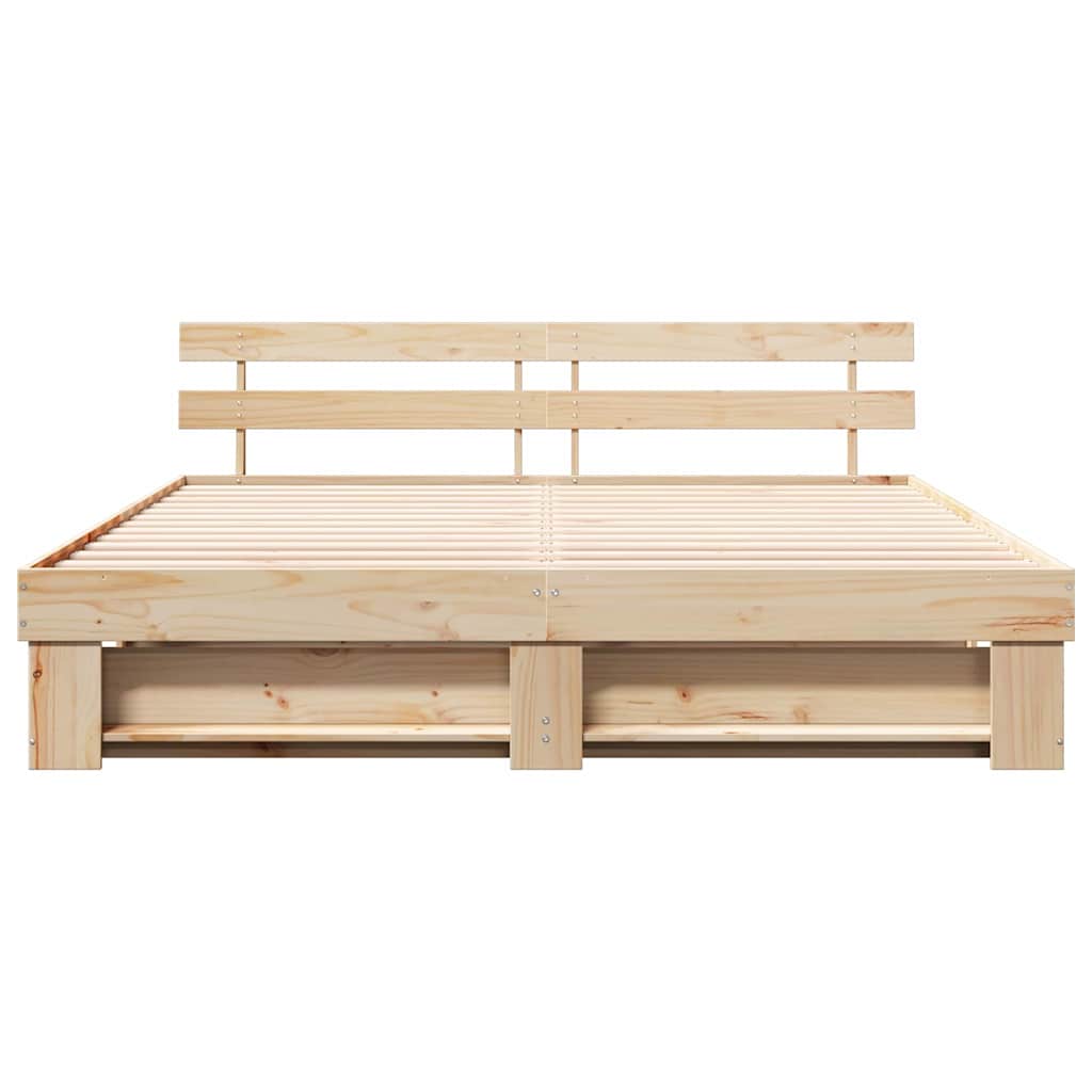 Estructura de cama Marrón 200 x 200 cm Madera de pino macizo