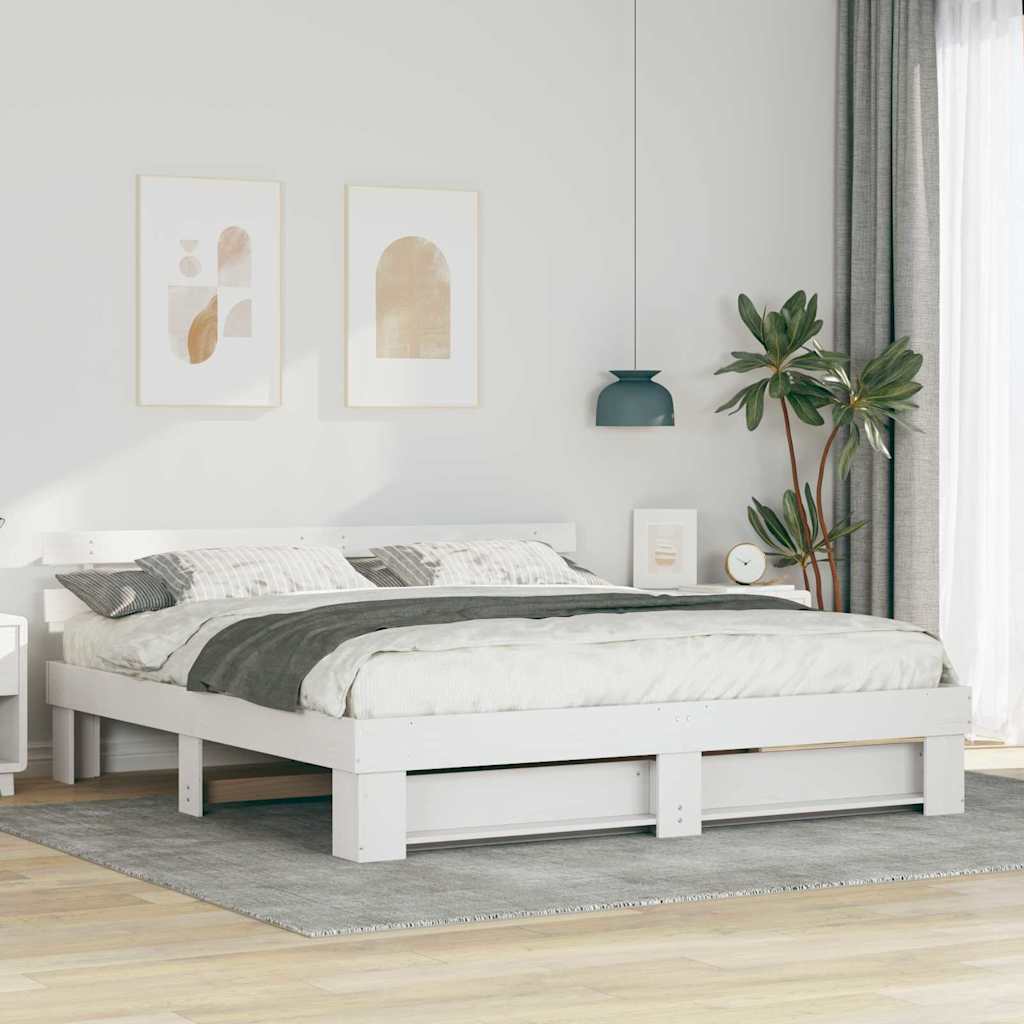 Estrutura de cama 160 x 200 cm Madeira de pinho maciço