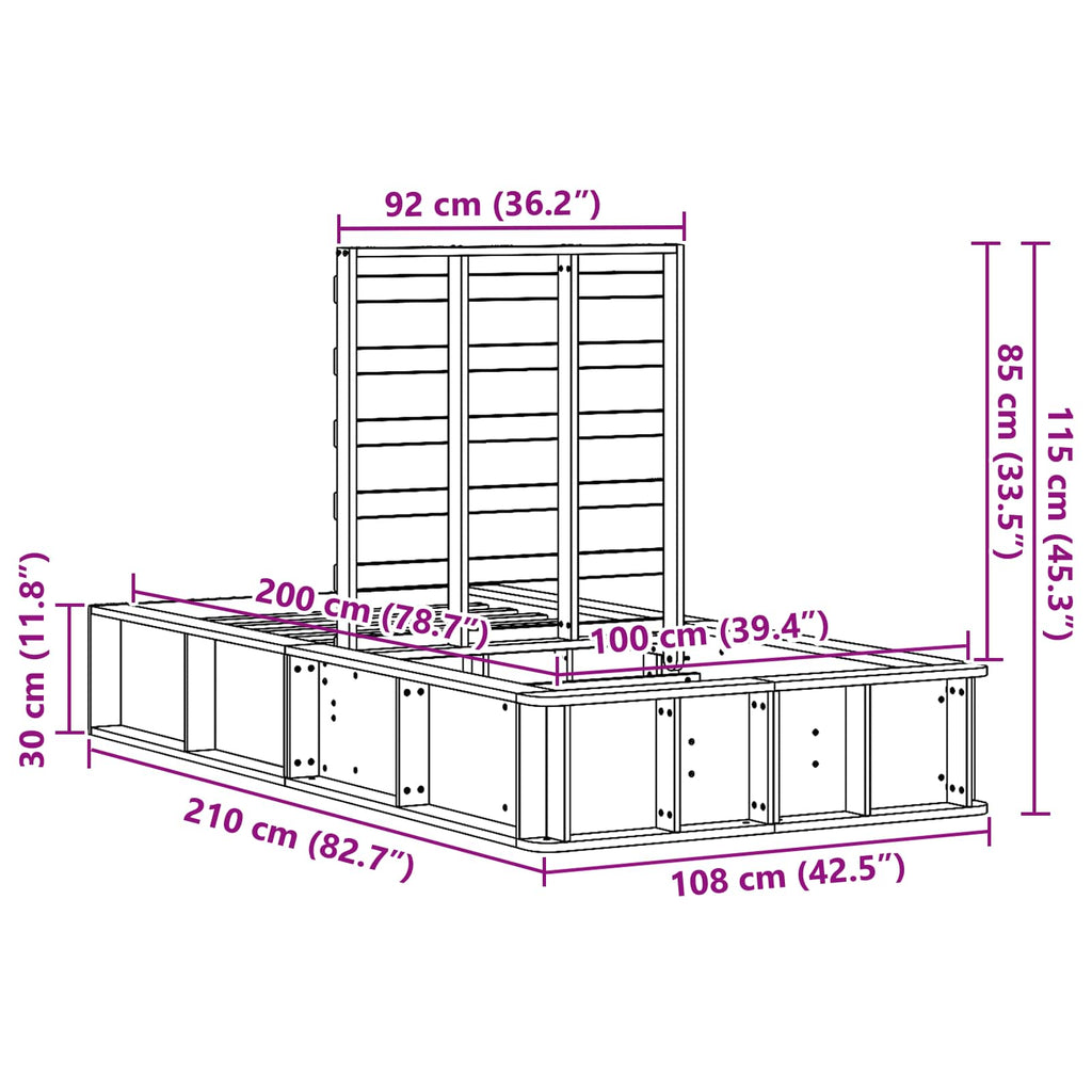 Estructura de cama 100 x 200 cm Madera de pino macizo