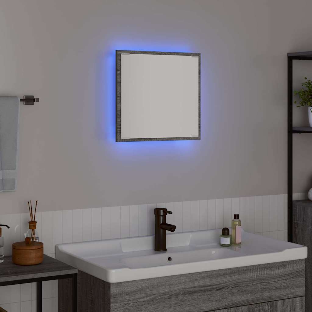 Espejo de baño LED con espejo Gris Sonoma 40 x 37 x 8.5 cm