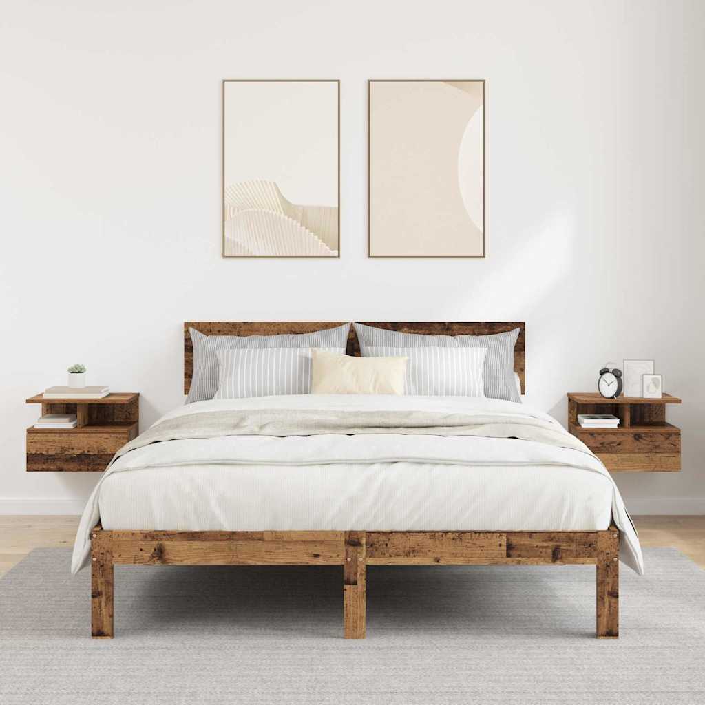 Mesita Flotante con cajón 2 pcs Madera vieja 40 x 31 x 28 cm