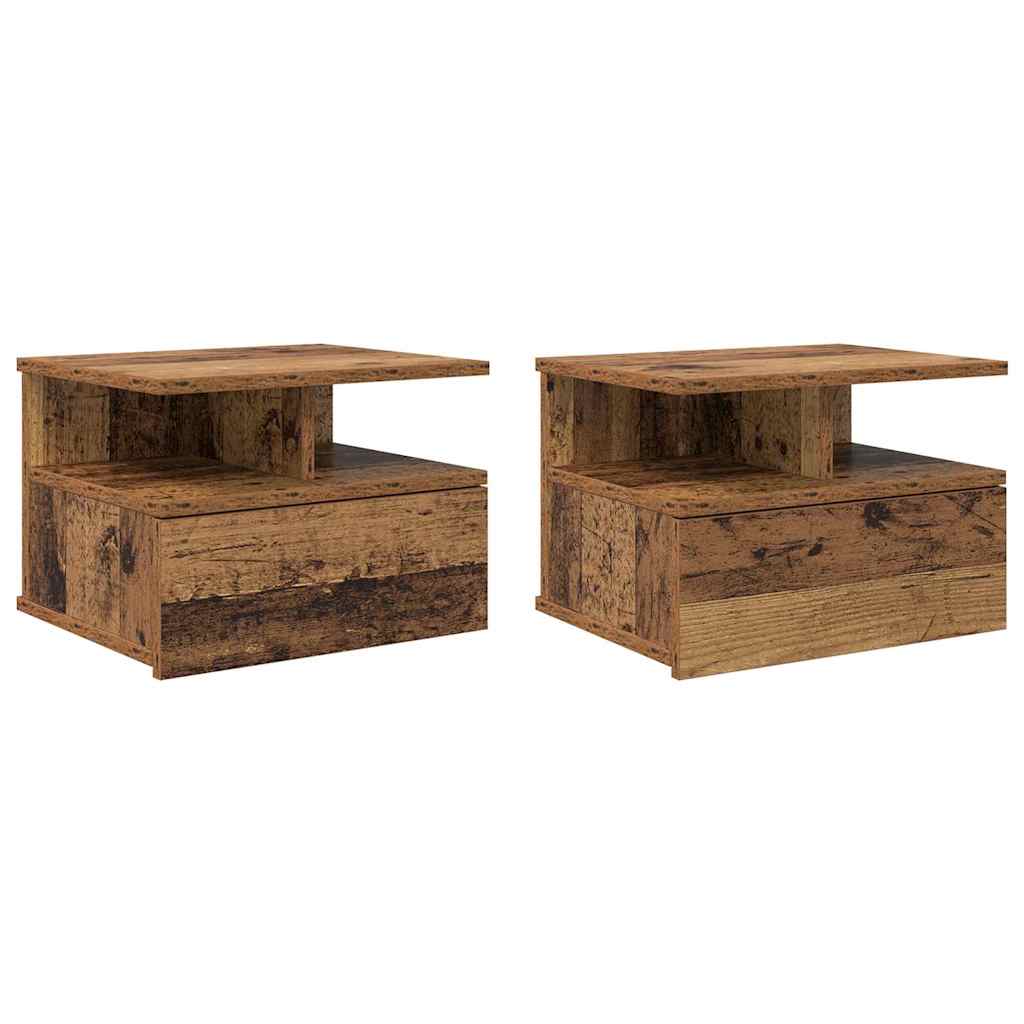 Mesita Flotante con cajón 2 pcs Madera vieja 40 x 31 x 28 cm