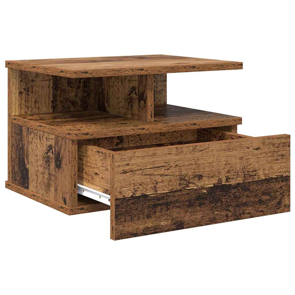 Mesita Flotante con cajón 2 pcs Madera vieja 40 x 31 x 28 cm