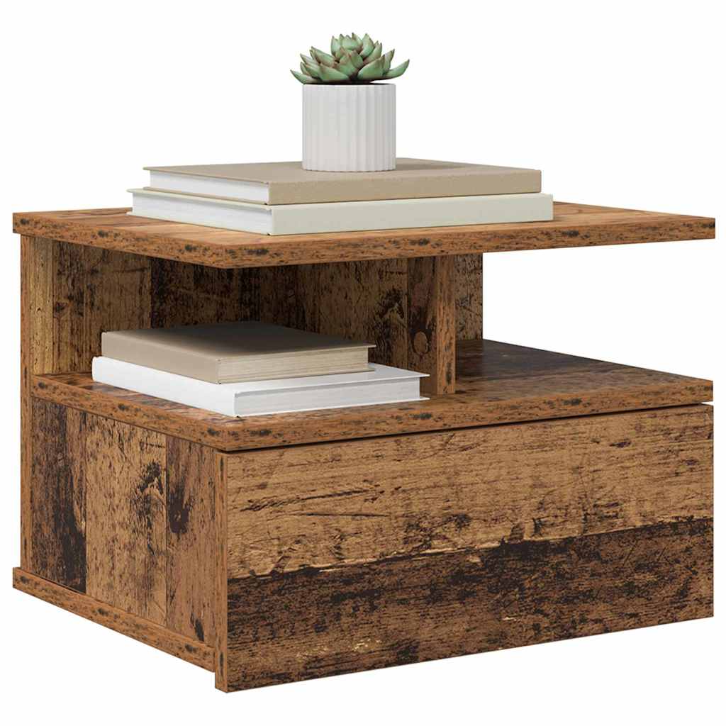 Mesita Flotante con cajón 2 pcs Madera vieja 40 x 31 x 28 cm