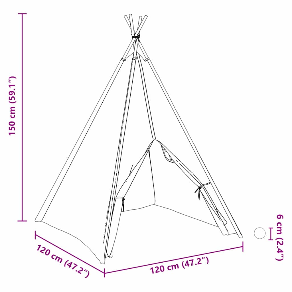 Tienda tipi 120 x 120 x 150 cm Tela y Plástico