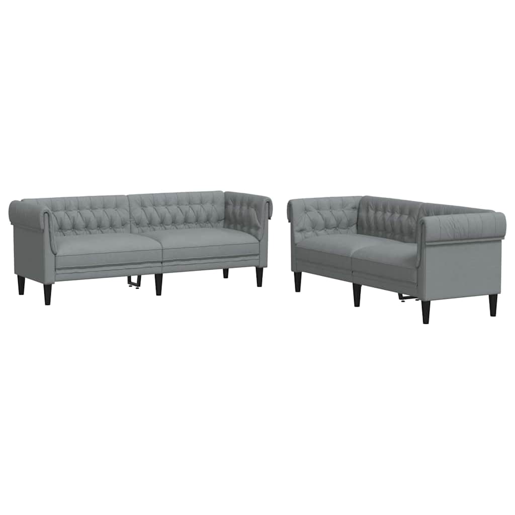 Sofá de sala 2 pcs Gris Claro 201,5 x 74,5 x 74,5 cm tela