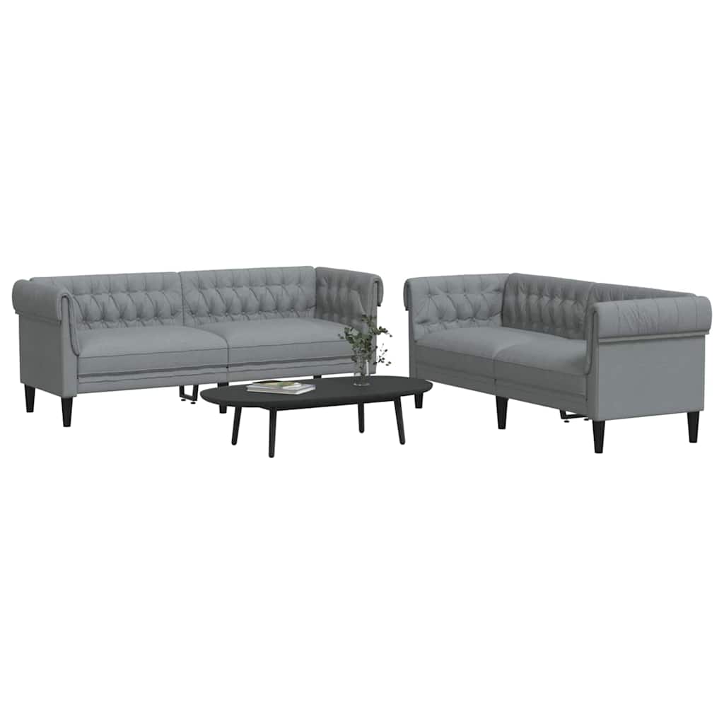 Sofá de sala 2 pcs Gris Claro 201,5 x 74,5 x 74,5 cm tela