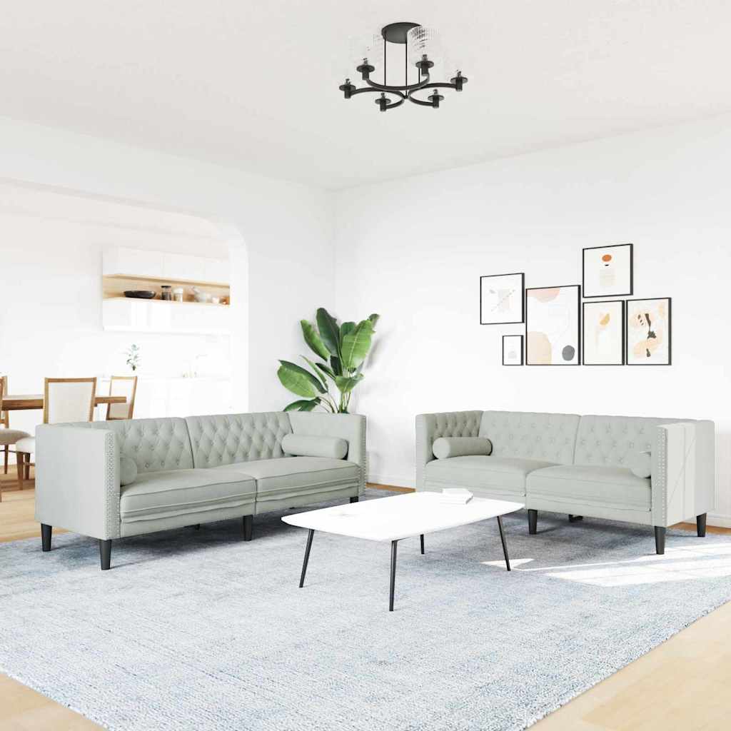 Sofá de sala 2 pcs Gris Claro 194 x 74,5 x 70,5 cm Terciopelo