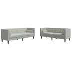 Sofá de sala 2 pcs Gris Claro 194 x 74,5 x 70,5 cm Terciopelo