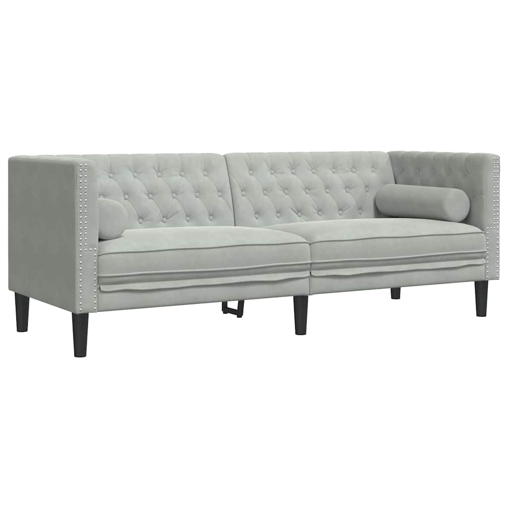 Sofá de sala 2 pcs Gris Claro 194 x 74,5 x 70,5 cm Terciopelo