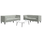 Sofá de sala 2 pcs Gris Claro 194 x 74,5 x 70,5 cm Terciopelo